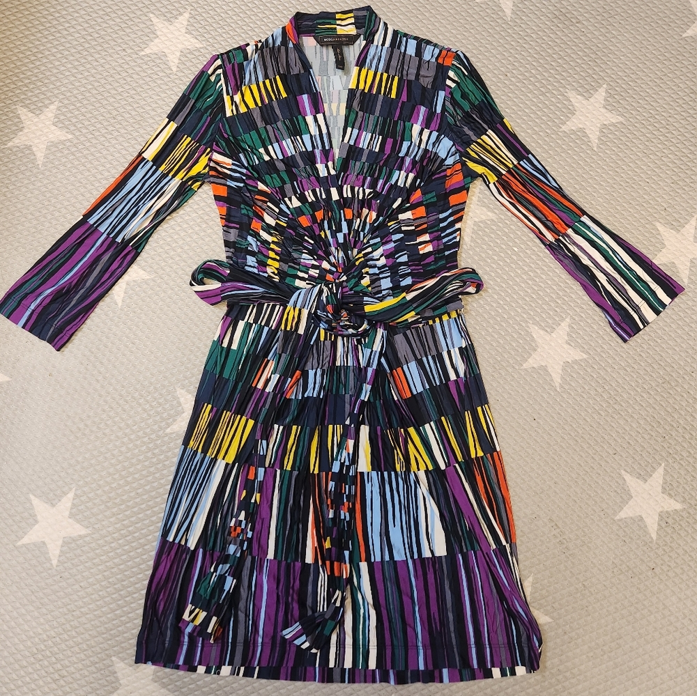 NWOT-BCBG Max Azria Multicolored Striped Wrap Dress Size XXS